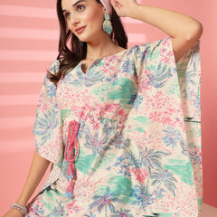 Indibelle Cotton Tropical Print Co-ord set (Pink)