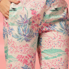 Indibelle Cotton Tropical Print Co-ord set (Pink)