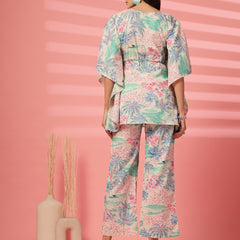 Indibelle Cotton Tropical Print Co-ord set (Pink)