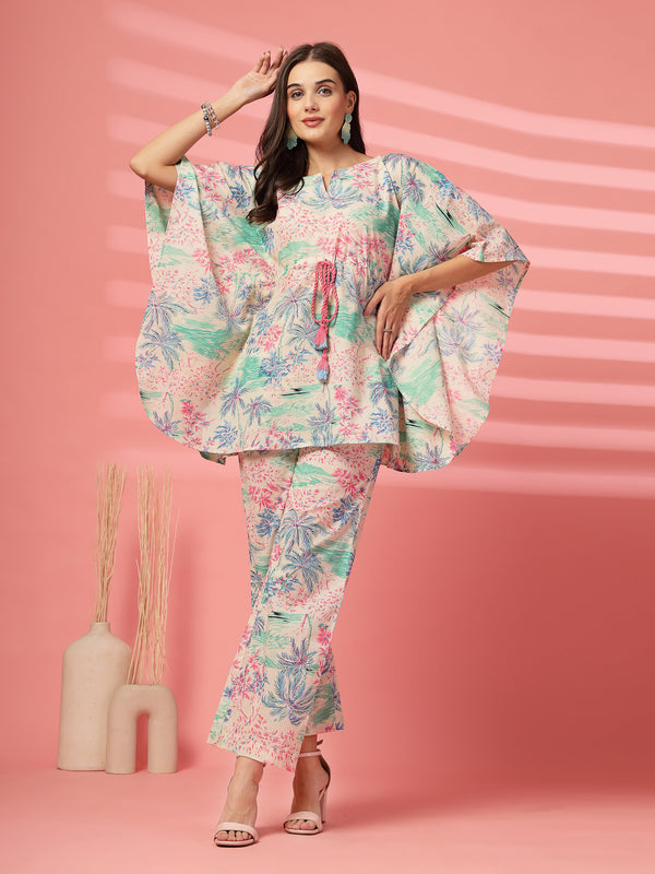 Indibelle Cotton Tropical Print Co-ord set (Pink)