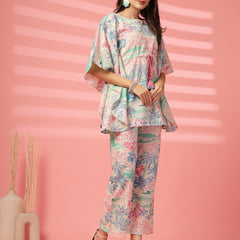 Indibelle Cotton Tropical Print Co-ord set (Pink)