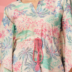Indibelle Cotton Tropical Print Co-ord set (Pink)