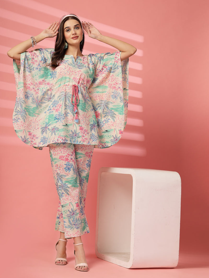 Indibelle Cotton Tropical Print Co-ord set (Pink)