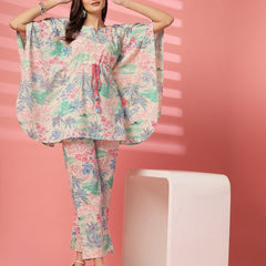 Indibelle Cotton Tropical Print Co-ord set (Pink)