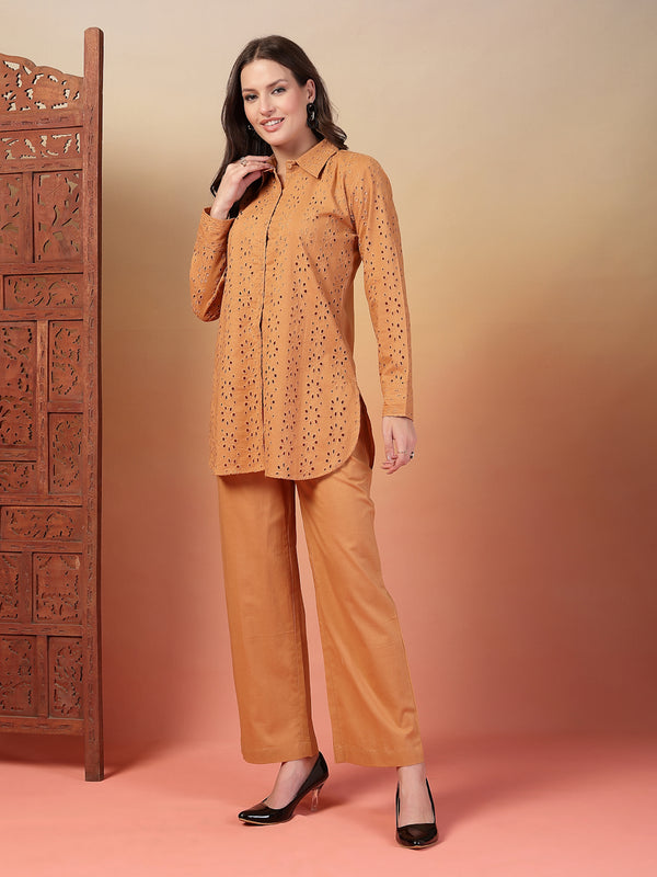 Indibelle Cotton Schiffli Solid Co-ord Set
