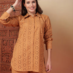 Indibelle Cotton Schiffli Solid Co-ord Set