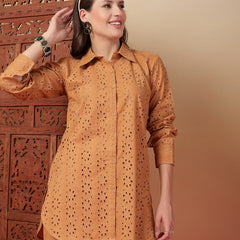 Indibelle Cotton Schiffli Solid Co-ord Set