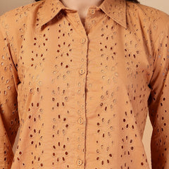 Indibelle Cotton Schiffli Solid Co-ord Set