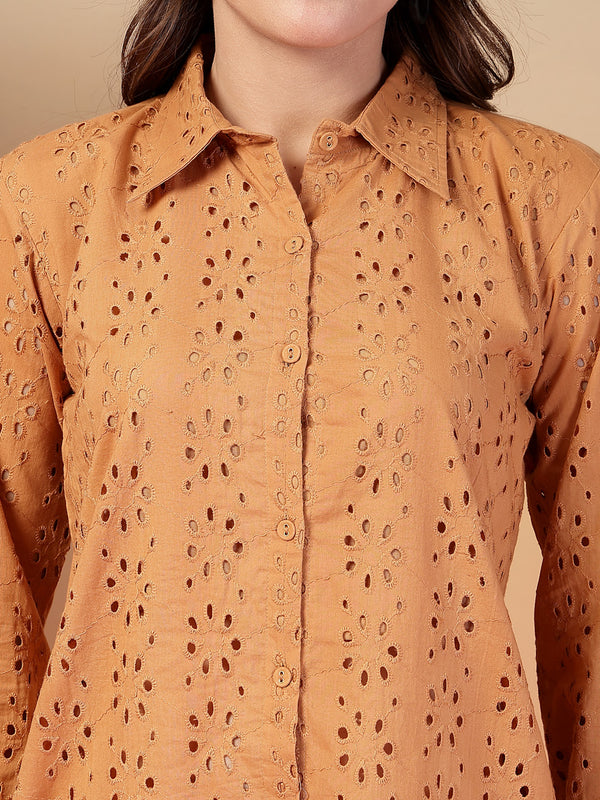 Indibelle Cotton Schiffli Solid Co-ord Set