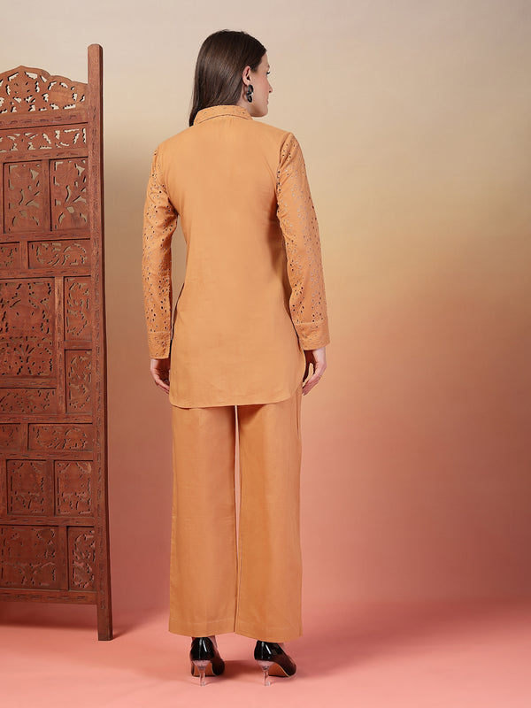 Indibelle Cotton Schiffli Solid Co-ord Set