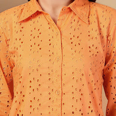 Indibelle Cotton Schiffli Solid Co-ord Set