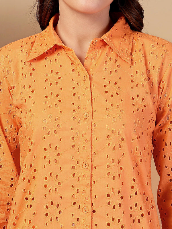 Indibelle Cotton Schiffli Solid Co-ord Set