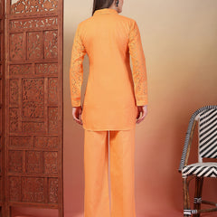 Indibelle Cotton Schiffli Solid Co-ord Set