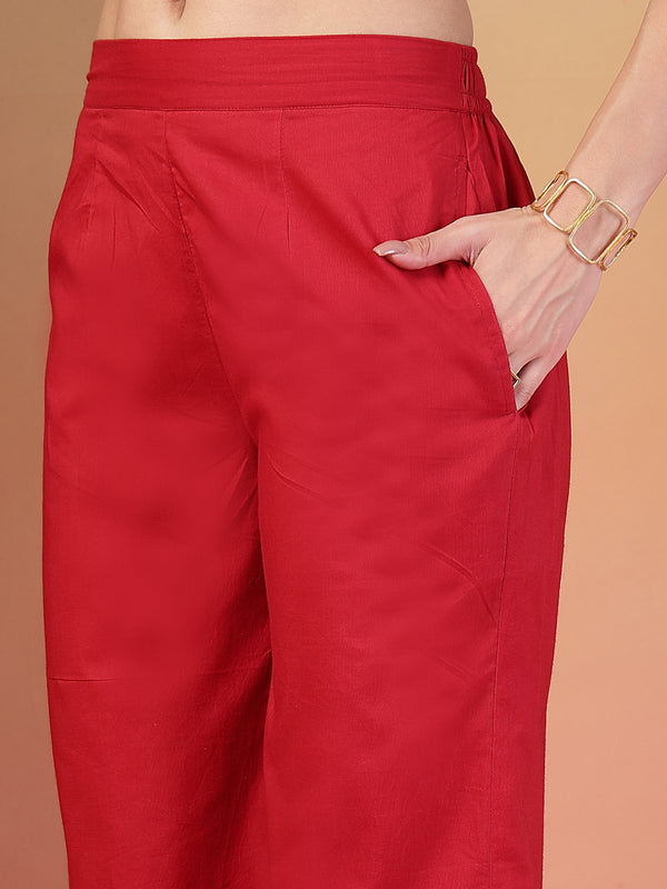 Indibelle Cotton Schiffli Solid Kurta Set