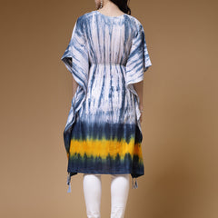 Indibelle Blue Tie Dye Print Cotton Kaftan Kurta