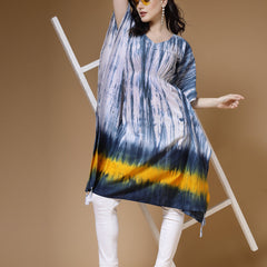 Indibelle Blue Tie Dye Print Cotton Kaftan Kurta