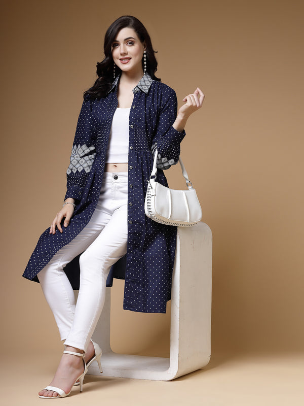 Indibelle Printed Denim A-Line Dress