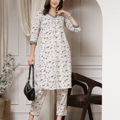 Indibelle Cotton Abstract Print Co-ord Set (Black)