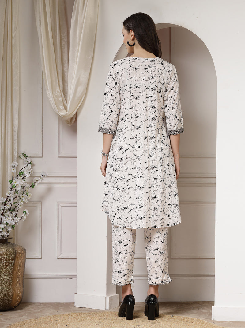 Indibelle Cotton Abstract Print Co-ord Set (Black)