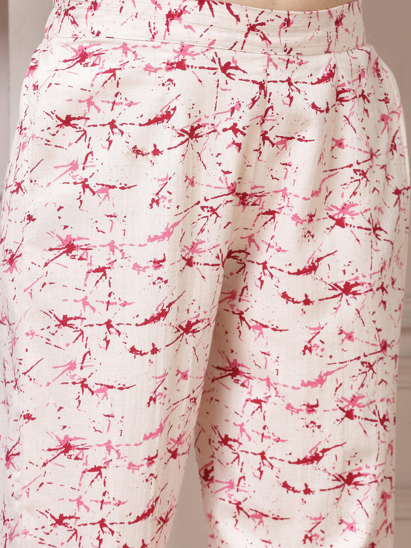 Indibelle Cotton Abstract Print Co-ord Set (Pink)