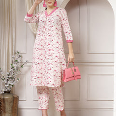 Indibelle Cotton Abstract Print Co-ord Set (Pink)