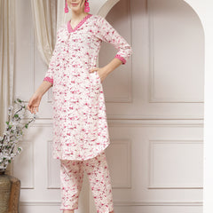 Indibelle Cotton Abstract Print Co-ord Set (Pink)