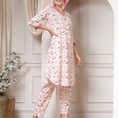 Indibelle Cotton Abstract Print Co-ord Set (Pink)