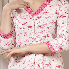 Indibelle Cotton Abstract Print Co-ord Set (Pink)
