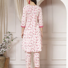 Indibelle Cotton Abstract Print Co-ord Set (Pink)