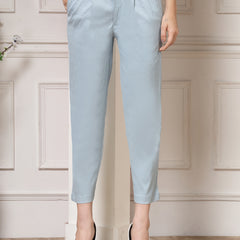Indibelle Viscose Lycra Premium Straight Fit Trousers (Sky Blue)