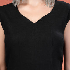 Indibelle Linen Flared Long Jumpsuit (Black)