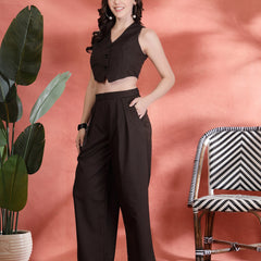 Indibelle Linen Corset With Flared Trousers (Brown)