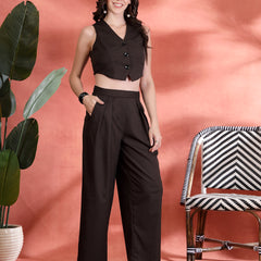 Indibelle Linen Corset With Flared Trousers (Brown)