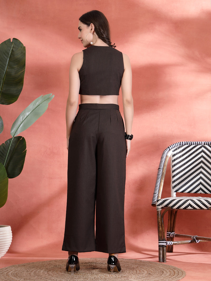 Indibelle Linen Corset With Flared Trousers (Brown)