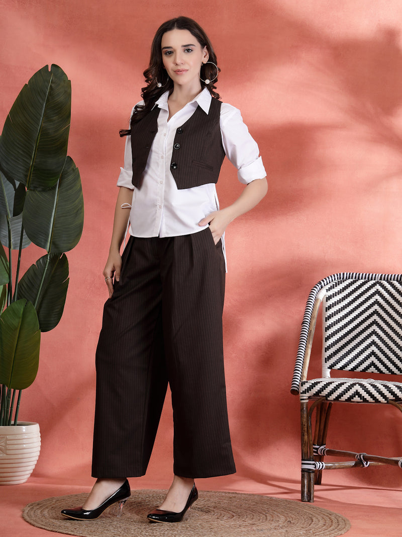 Indibelle Linen Corset With Flared Trousers (Brown)
