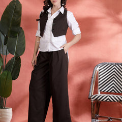 Indibelle Linen Corset With Flared Trousers (Brown)