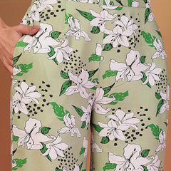 Indibelle Rayon Abstarct Print Co-ord Set (Green)