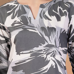 Indibelle Rayon Abstarct Print Co-ord Set (Grey)