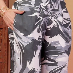 Indibelle Rayon Abstarct Print Co-ord Set (Grey)