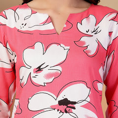Indibelle Rayon Abstarct Print Co-ord Set (Pink)