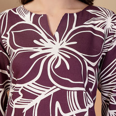 Indibelle Rayon Abstarct Print Co-ord Set (Purple)