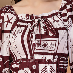 Indibelle Cotton Abstract Print Flared Dress