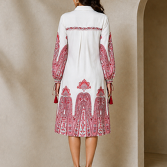 Indibelle Paisley Print Cotton Shirt Dress