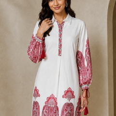 Indibelle Paisley Print Cotton Shirt Dress