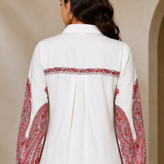 Indibelle Paisley Print Cotton Shirt Dress