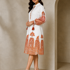 Indibelle Paisley Print Cotton Shirt Dress