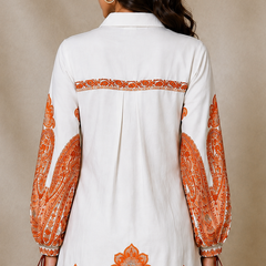 Indibelle Paisley Print Cotton Shirt Dress