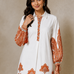 Indibelle Paisley Print Cotton Shirt Dress