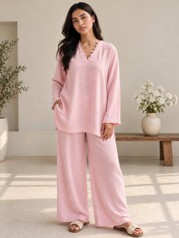 Indibelle Wrinkle Rayon Relaxed-Fit Co-ord Set