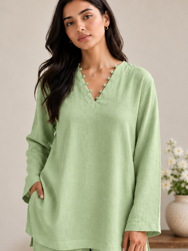 Indibelle Wrinkle Rayon Relaxed-Fit Co-ord Set